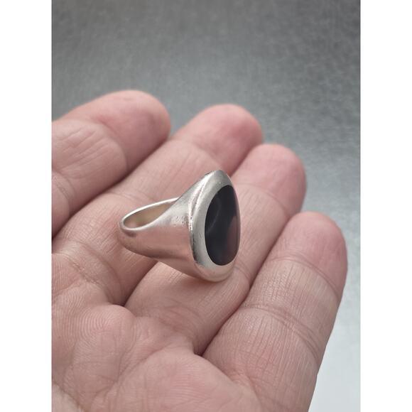 MODERNIST ROBERT LEE MORRIS STERLING SILVER ONYX BLACK RING SIZE 7 - Picture 11 of 16